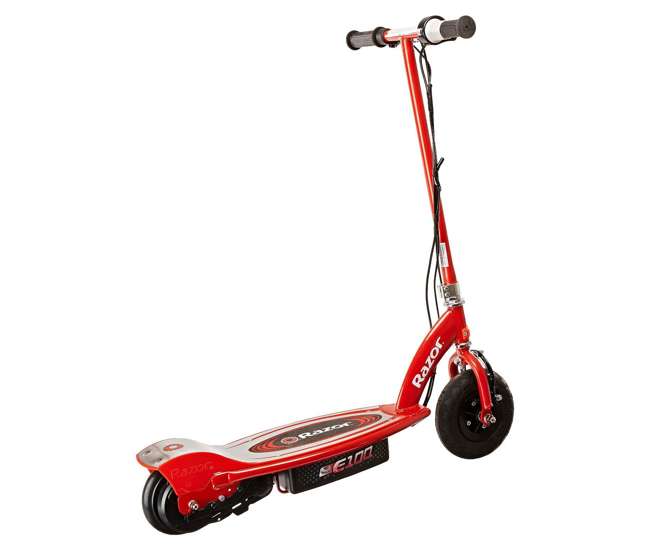13111260 + 97778 Razor E100 Kids Motorized 24 Volt Electric Powered Ride On Scooter with Helmet