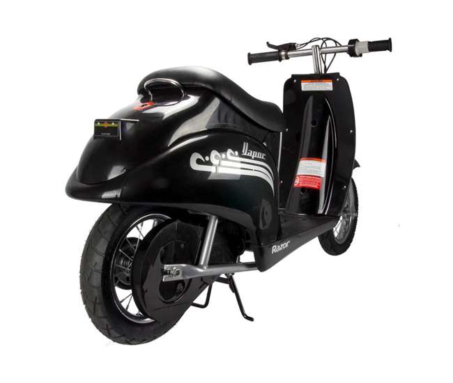 15130601 + 97778 Razor Pocket Mod Electric Retro Scooter, Black (2 Pack) + Helmet