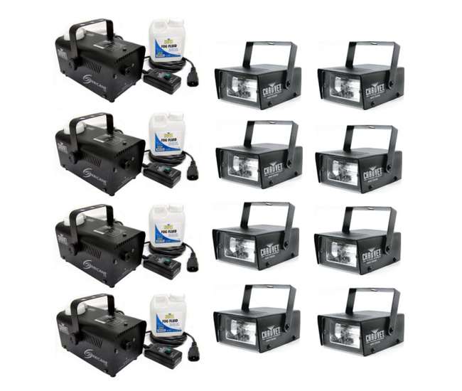 4 x H700 + 8 x MINISTROBE-LED Chauvet H 700 Hurricane Fog/Smoke Machines H-700 (4) + CH-730 Mini Strobe Lights (8)