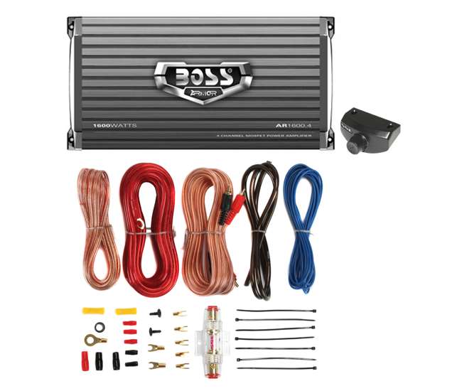 AR16004 + AKS8 Boss Audio AR1600.4 1600W 4 Channel Amplifier with 8 Ga Amp Kit