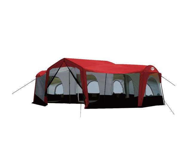 TGT-CARSON-18-B-U-A Tahoe Gear Carson 3 Season 14 Person 25x17.5' Family Cabin Tent, Red (Open Box)