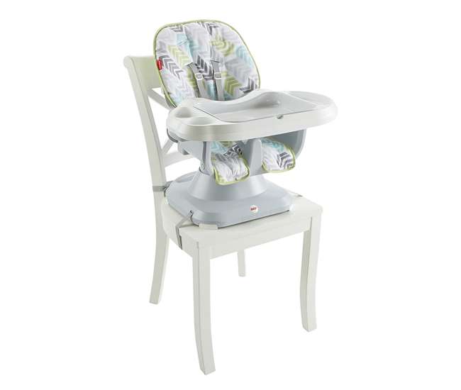 DRF75 Fisher-Price SpaceSaver 2-in-1 Infant High Chair/Toddler Booster Seat, Green