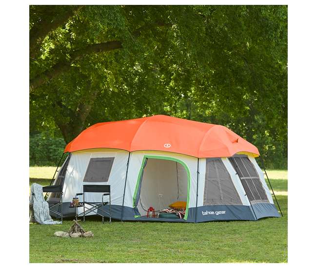 TGT-OZARK-16-C-U-A Tahoe Gear Ozark 16 Person 3 Season Family Cabin Tent, Beige (Open Box)
