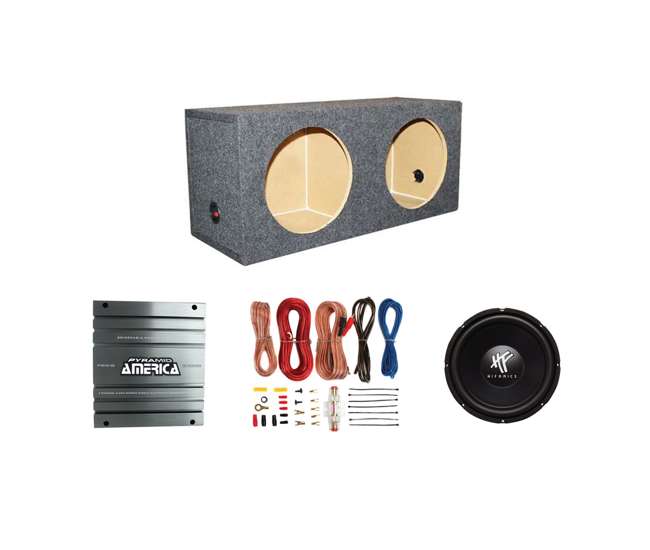 HFX12D4 + PB918 + VM12SEALED + AKS8 Hifonics 12-Inch Subwoofer w/ Amplifier, Sealed Sub Box Enclosure, & Wiring Kit