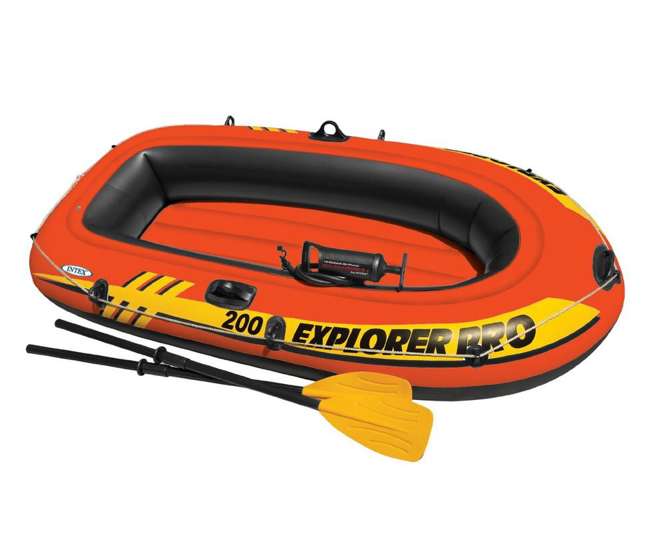 Intex Explorer Pro 200 Inflatable Two Person Raft Boat Set Orange 58357EP