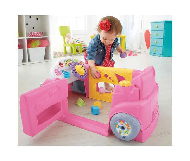 DJD10 Fisher-Price Laugh & Learn Crawl Around Car Baby Activity Learning Toy, Pink