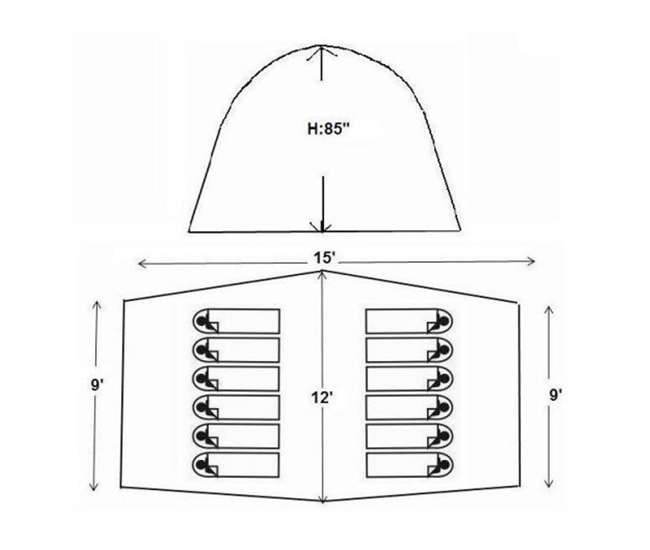 TGT-CORONADO-12 Tahoe Gear Coronado 12 Person Dome 3 Season Family Outdoor Camping Cabin Tent