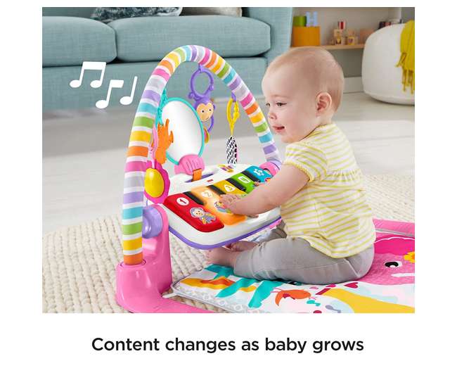 FGG46 Fisher-Price Deluxe Kick 'n Play Musical Piano Gym with Soft Mat, Pink