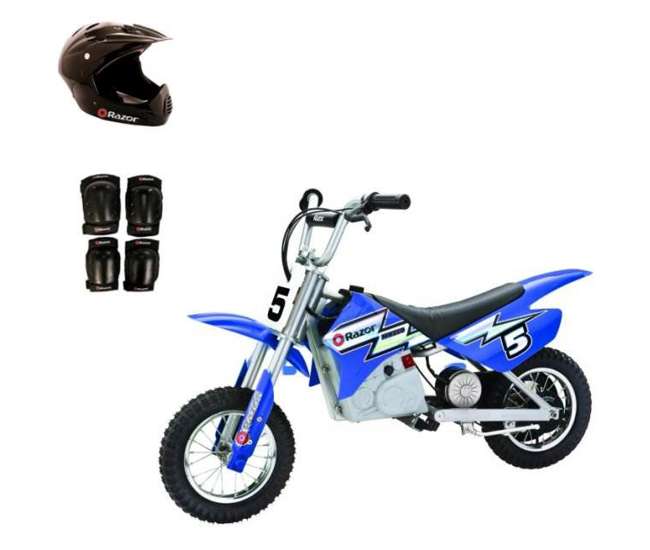 15128040 + 97775 + 96785 Razor Dirt Rocket MX350 Electric Moto Bike with Helmet, Elbow & Knee Pads