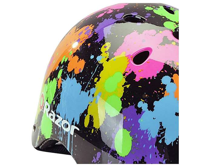 15130659 + 97913 + 96785 Razor Pocket Mod Mini Electric Scooter Bundle with Rainbow Helmet & Safety Pads