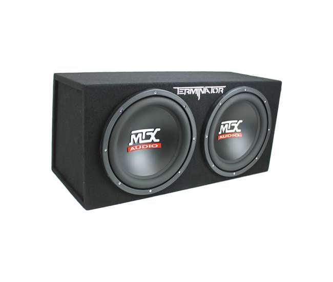 TNE212D + EV1500M + AKS8 + CPBK2 MTX TNE212D 12" 1200W Dual Loaded Subwoofer Box + 1500W Amp + Wiring + Capacitor