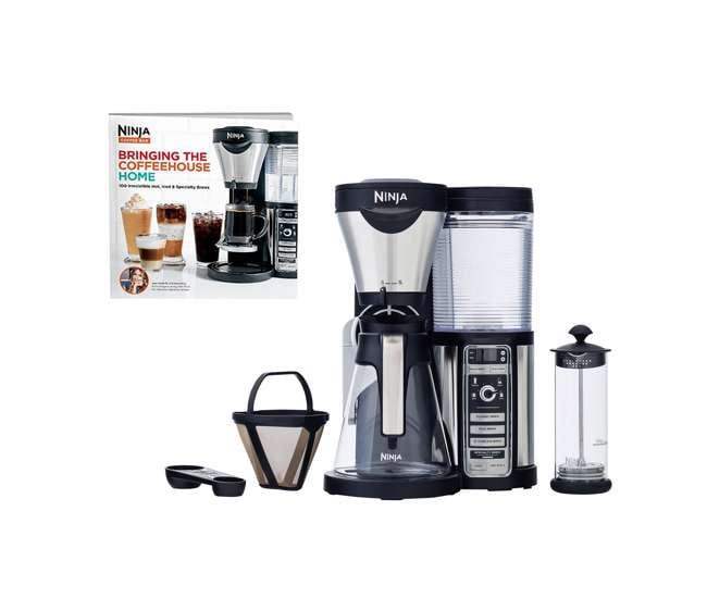 Ninja Coffee Bar Coffee Maker with Glass Carafe and Auto-IQ + 100 Recipe Cook Book : CF080W ...
