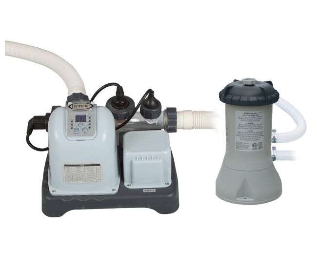 Intex 1000 GPH Filter Pump & Krystal Clear Saltwater Pool Chlorinator w