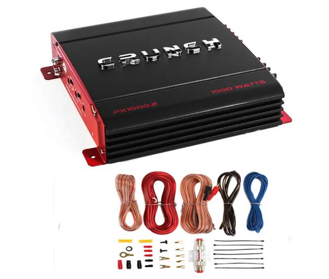 PX-1000.4 + AKS8 Crunch PX-1000.4 4 Channel 1000W Amp Stereo Amplifier with Wiring Kit