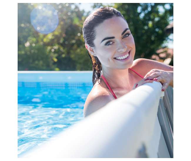 26371EH + 2 x 58821EP + 4 x 58868EP Intex 32' Rectangular Swimming Pool, Beverage Float (2 Pack), & Float (4 Pack)