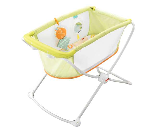 X7757-U-A Fisher Price Deluxe Rock 'n Play Portable Baby Bassinet, Green (Open Box)