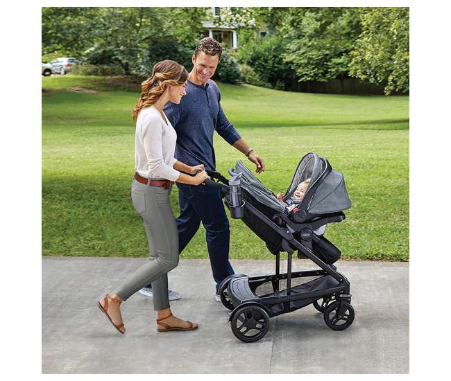 2032495 Graco UNO2DUO Baby Single Double Stroller & Infant Car Seat Travel System, Hazel