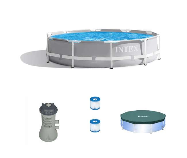 26700EH + 28030E + 28637EG + 2 x 29007E Intex Above Ground Swimming Pool w/ Cartridge Filter Pump, 2 Filters & Cover
