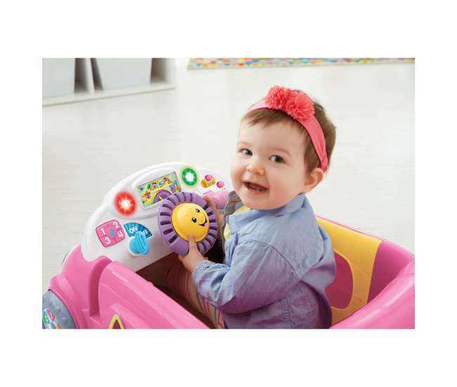 DJD10 Fisher-Price Laugh & Learn Crawl Around Car Baby Activity Learning Toy, Pink