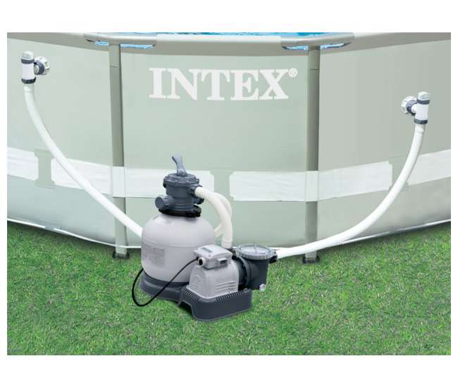 28647EG + 28000E Intex 2800 GPH Above Ground Pool Sand Filter Pump + Wall-Mounted Surface Skimmer