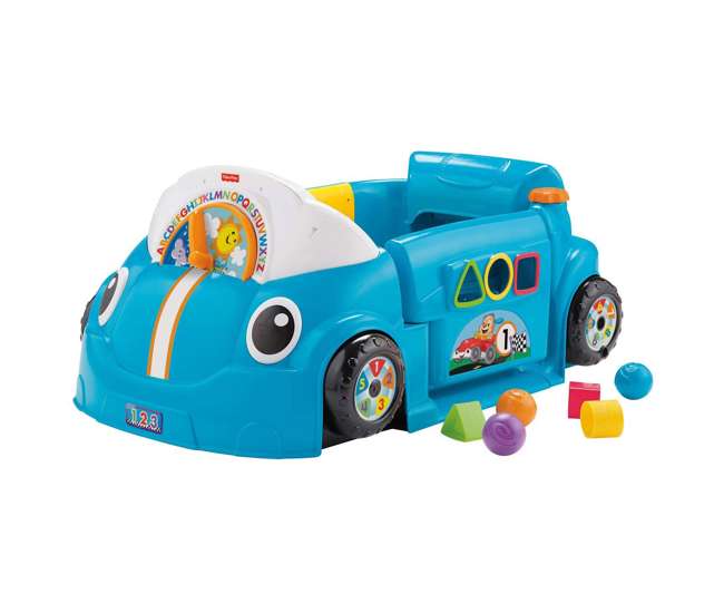 DJD09 Fisher-Price Laugh & Learn Crawl Around Car Baby Activity Learning Toy, Blue