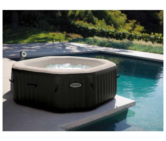 Intex Pure Spa 4Person Jet & Bubble Octagon Hot Tub with Six Filter