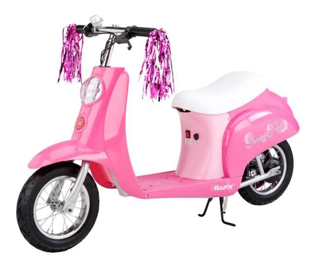 15130659 + 97778 + 96761 Razor Pocket Mod Mini Electric Scooter & Black Helmet & Rainbow Elbow, Knee Pads