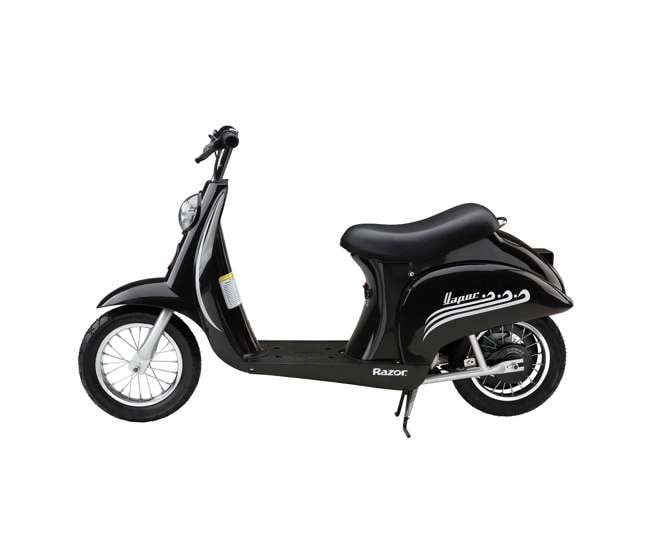 15130601 + 97778 Razor Pocket Mod Electric Retro Scooter, Black (2 Pack) + Helmet
