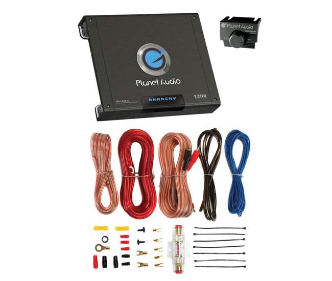 AC12002 + AKS8 Planet Audio AC1200.2 1200W 2 Channel Amplifier with 8 Ga Amp Kit