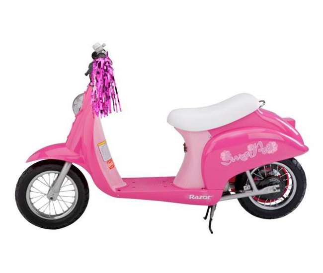 15130659 + 97913 + 96785 Razor Pocket Mod Mini Electric Scooter Bundle with Rainbow Helmet & Safety Pads