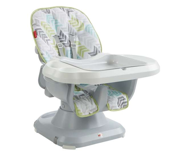 DRF75 Fisher-Price SpaceSaver 2-in-1 Infant High Chair/Toddler Booster Seat, Green