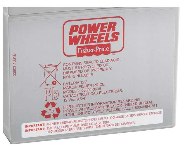 FLP27 + 74777 Power Wheels Battery Toy Car w/ Extra 12 Volt Rechargable Replacement Battery