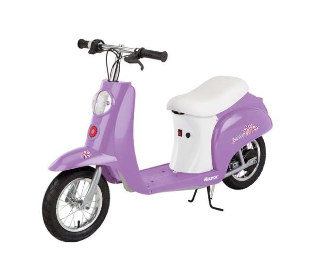 15130661 + 97778 + 96785 Razor Pocket Mod Betty Kids Electric Motor Scooter with Knee Pads