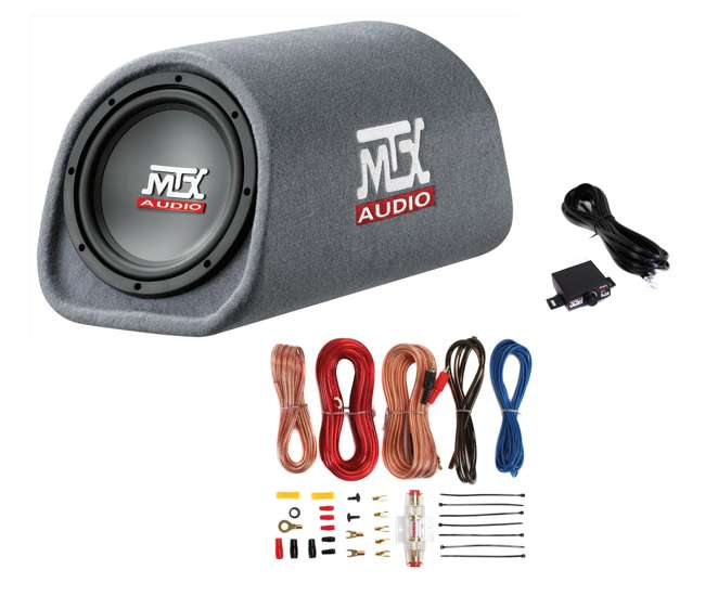RT8PT + AKS8 Mtx RT8PT 8-Inch 240W Loaded Subwoofer Enclosure Amplified Tube with 8 Gauge Amplifier Kit