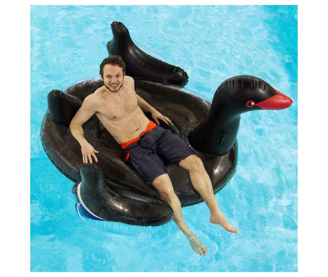 swimline giant inflatable ride on 75 inch black swan float swimline giant inflatable ride on 75 inch black swan float