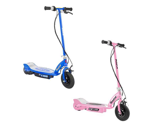 13111163 + 13111240 Razor Electric Motorized Kids Scooters, 1 Pink & 1 Blue