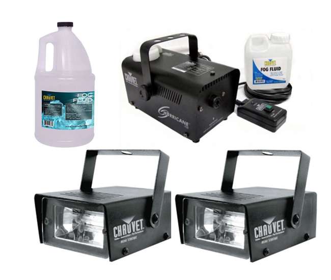 MINISTROBE-LED + H700 + FJU Chauvet CH-730 Mini Strobe Lights (2) + H700 Fog Machine + Fog Fluid