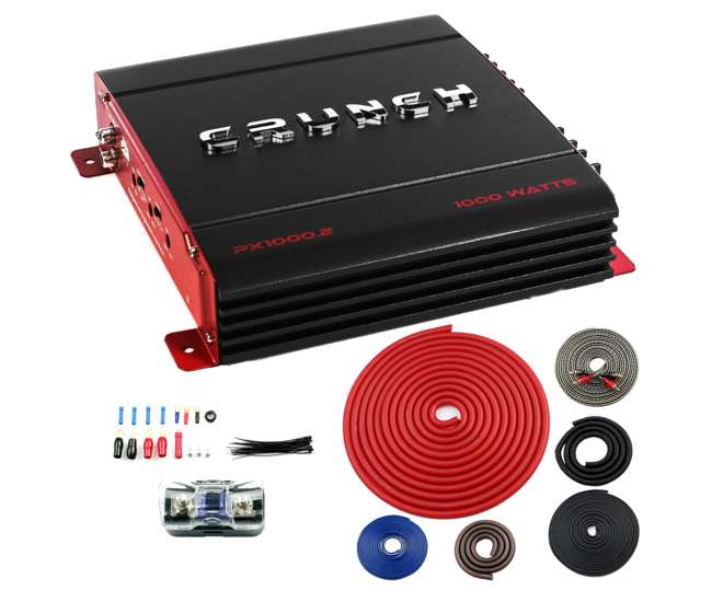 PX-1000.2 + BGE4RB Crunch PX-1000.2 2 Channel 1000W Amp A/B Class Amplifier with 4 Gauge Kit