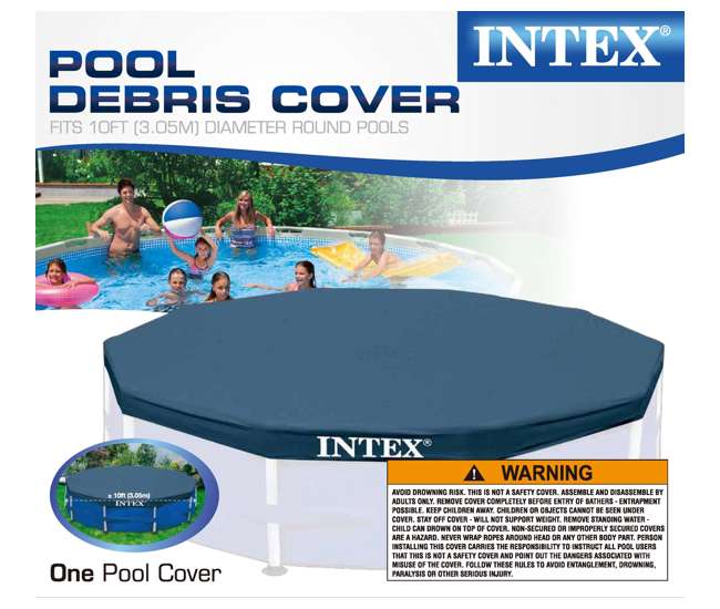 26701EH Intex 10ft x 10ft x 30in Pool w/ 10 Foot Round Pool Cover and Filter Cartridge