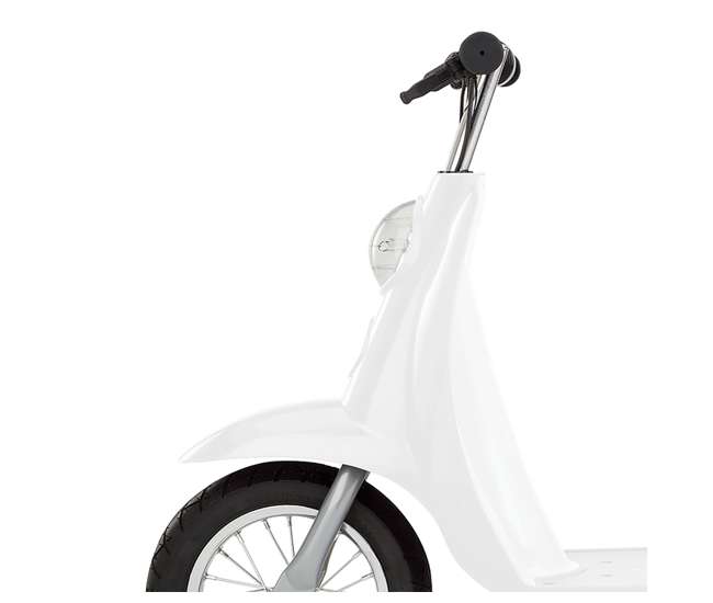 15130608 + 97778 Razor Pocket Mod Miniature Electric Scooter, White + Razor V17 Youth Sport Helmet, Glossy Black
