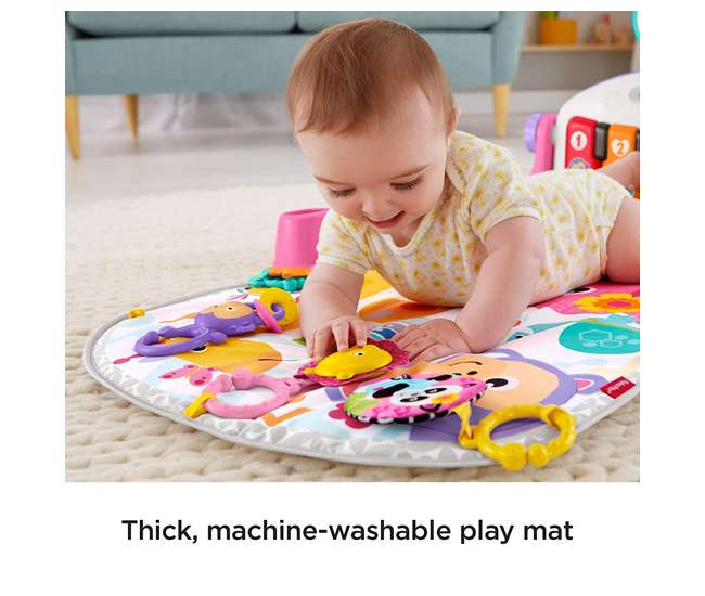 FGG46 Fisher-Price Deluxe Kick 'n Play Musical Piano Gym with Soft Mat, Pink