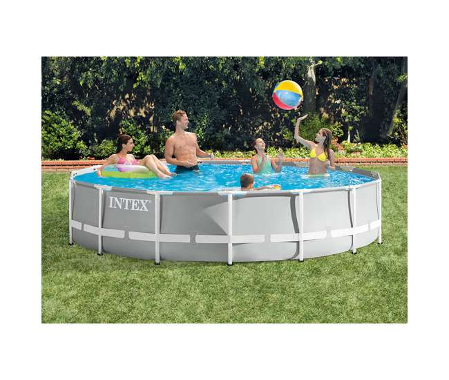 26723EH + 28032E Intex 15 Foot Prism Frame Pool Set with Debris Cover