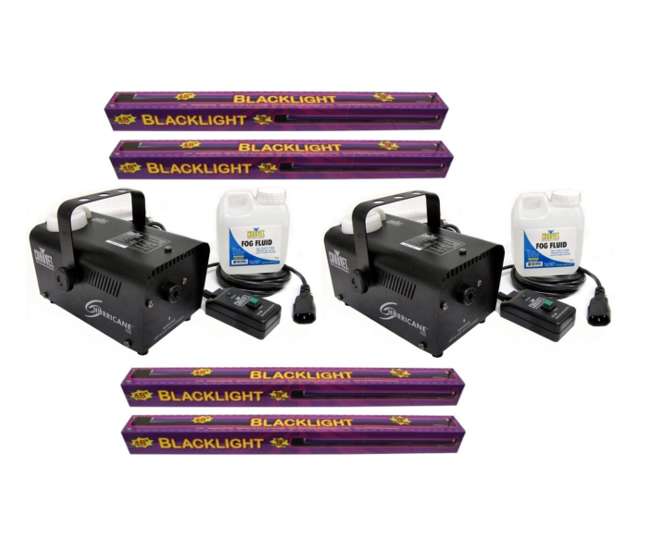 4 x 61272 + 2 x H700 Chauvet H 700 Fog Machines (Pair) + 48-Inch UV Black-Lights (4)