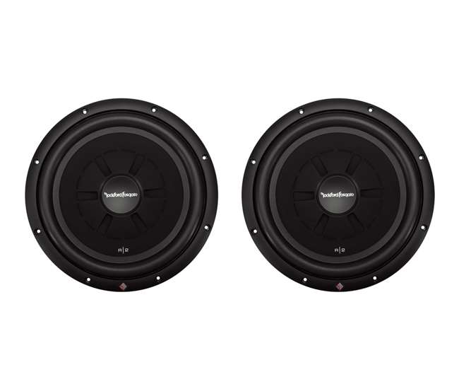 R2SD4-12 + QDODGE124DOOR + R1100M + BGE4RB Rockford R2SD4-12 12 Inch Subwoofers with Dodge Ram Quad Cab Box with Amp with Wiring (Pair)