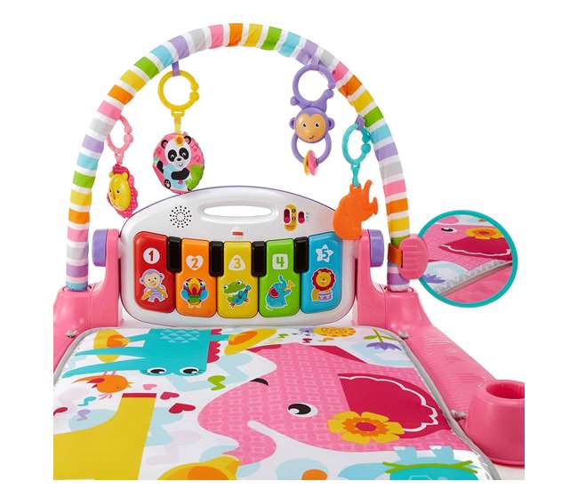 FGG46 Fisher-Price Deluxe Kick 'n Play Musical Piano Gym with Soft Mat, Pink