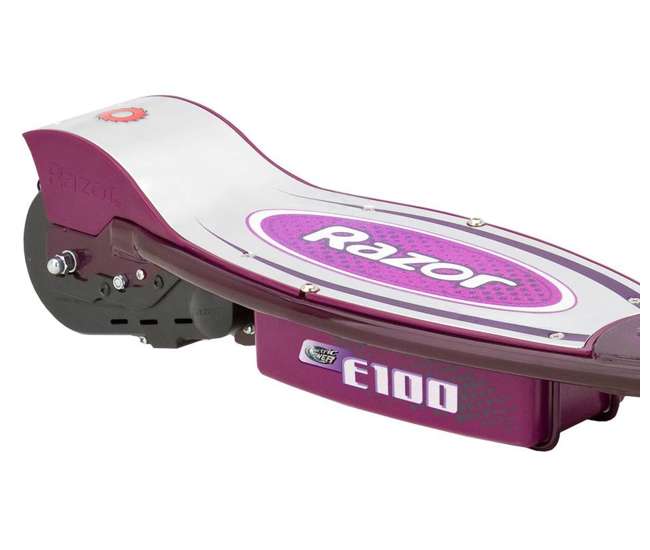 13111250 + 97778 + 96785 Razor E100 24V Electric Scooter (Purple) with Helmet, Elbow & Knee Pads