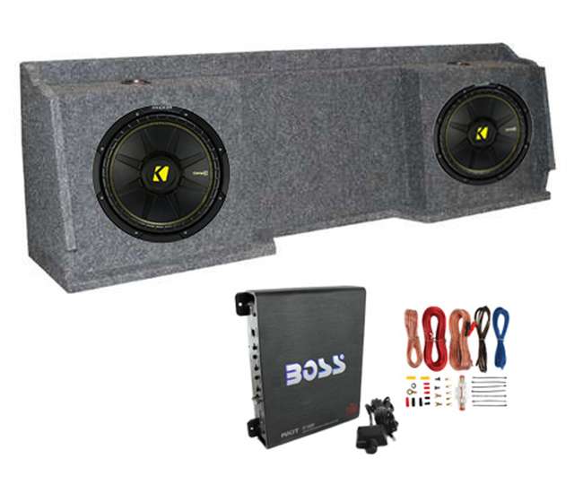 QGMC12DF + 2 x 44CWCS124 + R1100M + ASK8 Kicker 12-Inch Subwoofers w/ Gmc Chevy Silverado Extended Cab '99-06 Box with Amp with Wiring (Pair)