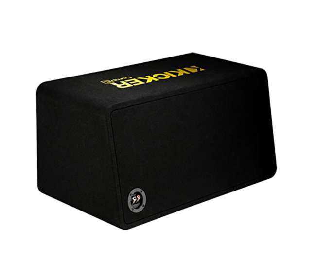 44DCWC122 + R1100M + 4GAMPKIT-SFLEX Kicker 44DCWC122 12-Inch 1200W Subwoofer Enclosure with Mono Amplifier