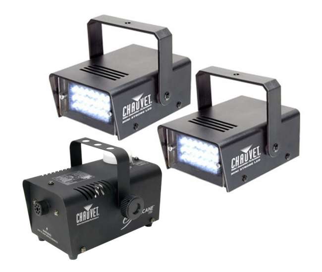 H700 + 2 x MINISTROBE-LED Chauvet DJ LED Mini Strobe Lights (2 Pk) + Hurricane 700 H-700 Fog Smoke Machine