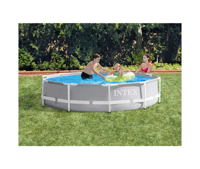 26701EH Intex 10ft x 10ft x 30in Pool w/ 10 Foot Round Pool Cover and Filter Cartridge